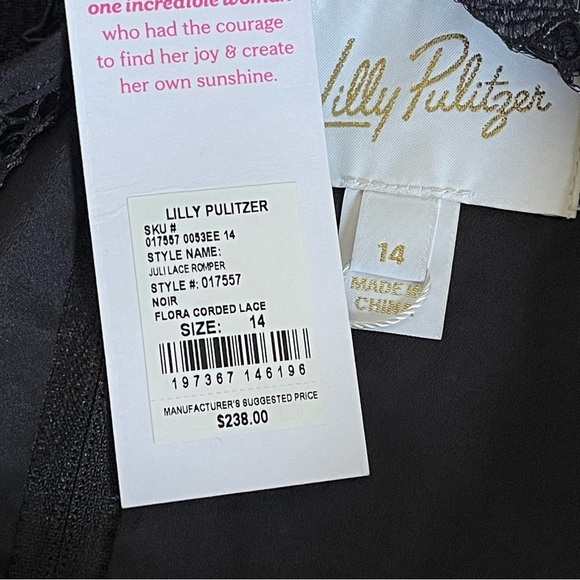 Lilly Pulitzer Juli Lace Romper Noir Size 14 - Picture 10 of 16